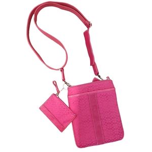 Coach Combo Bright Pink Crossbody and Coin Purse